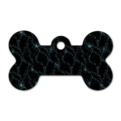 Turquoise Abstract Flowers With Splashes On A Dark Background  Abstract Print Dog Tag Bone (two Sides) by SychEva