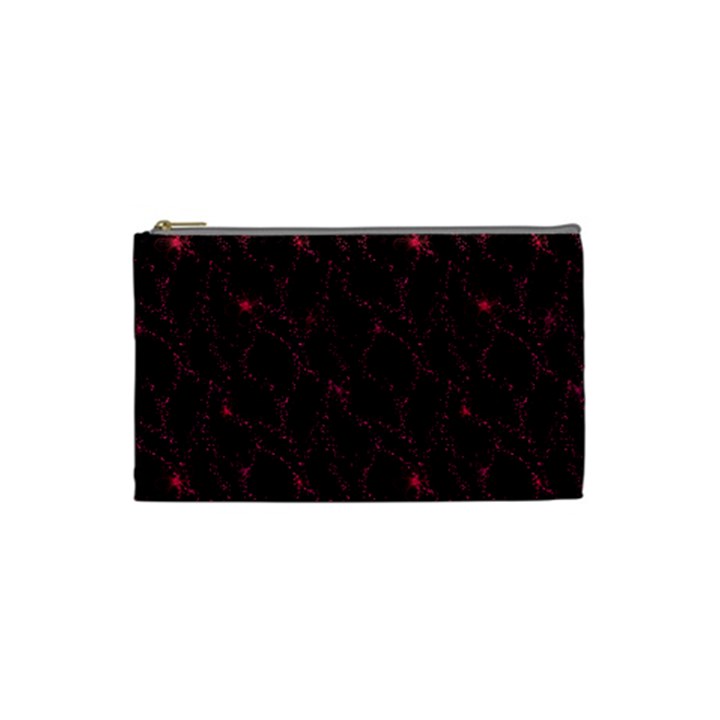 Pink Abstract Flowers With Splashes On A Dark Background  Abstract Print Cosmetic Bag (Small)