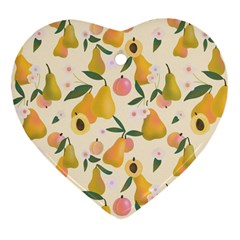 Yellow Juicy Pears And Apricots Ornament (heart) by SychEva