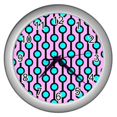 A Chain Of Blue Circles Wall Clock (silver) by SychEva