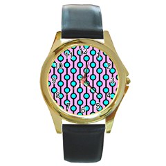 A Chain Of Blue Circles Round Gold Metal Watch by SychEva