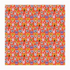 Cute Faces Of Dogs And Cats With Glasses Medium Glasses Cloth by SychEva