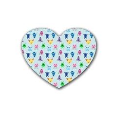 Funny Monsters Heart Coaster (4 Pack)  by SychEva