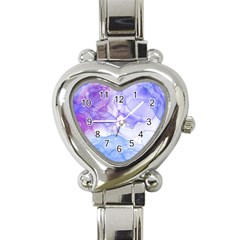 Purple And Blue Alcohol Ink  Heart Italian Charm Watch by Dazzleway