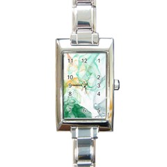 Green And Orange Alcohol Ink Rectangle Italian Charm Watch by Dazzleway