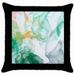 Green And Orange Alcohol Ink Throw Pillow Case (black) by Dazzleway