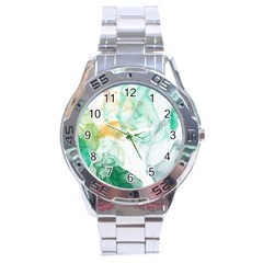 Green And Orange Alcohol Ink Stainless Steel Analogue Watch by Dazzleway