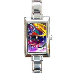 Colorful Rainbow Modern Paint Pattern 13 Rectangle Italian Charm Watch