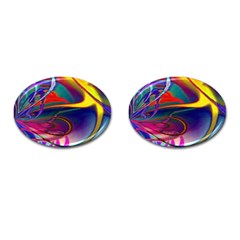 Colorful Rainbow Modern Paint Pattern 13 Cufflinks (Oval)