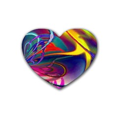 Colorful Rainbow Modern Paint Pattern 13 Rubber Coaster (Heart) 