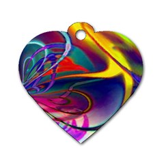 Colorful Rainbow Modern Paint Pattern 13 Dog Tag Heart (Two Sides)