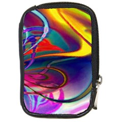 Colorful Rainbow Modern Paint Pattern 13 Compact Camera Leather Case