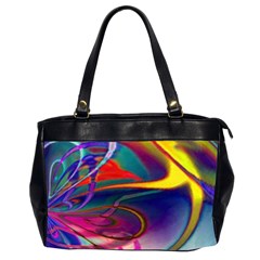 Colorful Rainbow Modern Paint Pattern 13 Oversize Office Handbag (2 Sides)