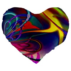 Colorful Rainbow Modern Paint Pattern 13 Large 19  Premium Flano Heart Shape Cushions