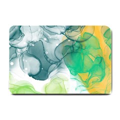 Orange And Green Alcohol Ink  Small Doormat  by Dazzleway