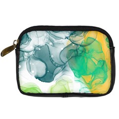 Orange And Green Alcohol Ink  Digital Camera Leather Case by Dazzleway