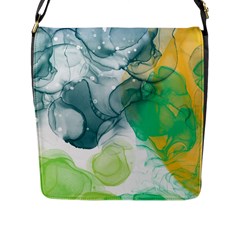 Orange And Green Alcohol Ink  Flap Closure Messenger Bag (l) by Dazzleway