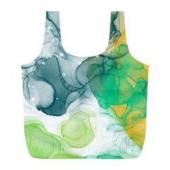Orange And Green Alcohol Ink  Full Print Recycle Bag (l)