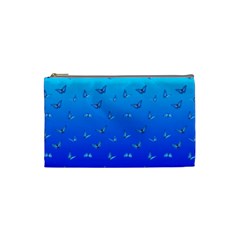 Butterflies At Blue, Two Color Tone Gradient Cosmetic Bag (small) by Casemiro