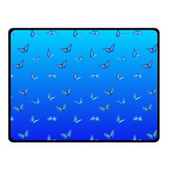 Butterflies At Blue, Two Color Tone Gradient Fleece Blanket (small) by Casemiro