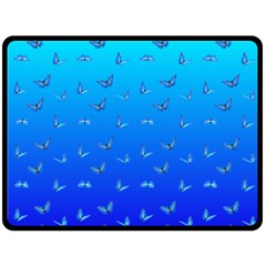 Butterflies At Blue, Two Color Tone Gradient Double Sided Fleece Blanket (large)  by Casemiro