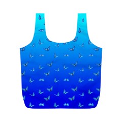 Butterflies At Blue, Two Color Tone Gradient Full Print Recycle Bag (m) by Casemiro