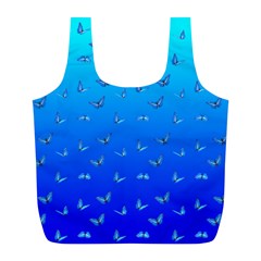 Butterflies At Blue, Two Color Tone Gradient Full Print Recycle Bag (l)