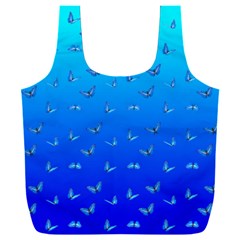 Butterflies At Blue, Two Color Tone Gradient Full Print Recycle Bag (xxxl) by Casemiro