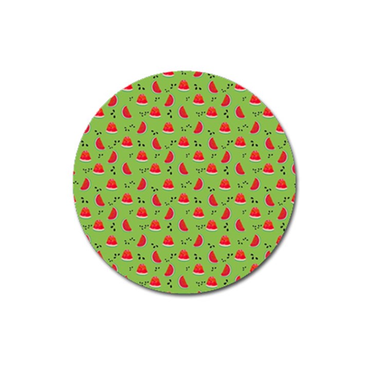 Juicy Slices Of Watermelon On A Green Background Magnet 3  (Round)