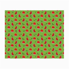 Juicy Slices Of Watermelon On A Green Background Small Glasses Cloth by SychEva
