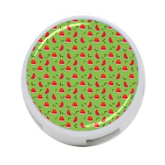 Juicy Slices Of Watermelon On A Green Background 4-port Usb Hub (one Side) by SychEva