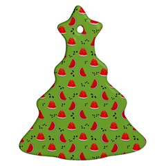 Juicy Slices Of Watermelon On A Green Background Christmas Tree Ornament (two Sides) by SychEva