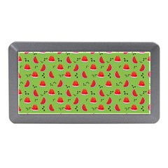 Juicy Slices Of Watermelon On A Green Background Memory Card Reader (mini) by SychEva
