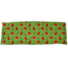 Juicy Slices Of Watermelon On A Green Background Body Pillow Case Dakimakura (two Sides) by SychEva