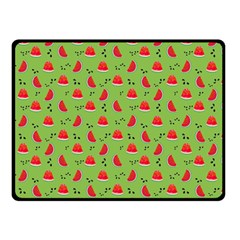 Juicy Slices Of Watermelon On A Green Background Double Sided Fleece Blanket (small)  by SychEva