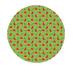 Juicy Slices Of Watermelon On A Green Background Mini Round Pill Box by SychEva
