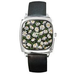 Floral Square Metal Watch