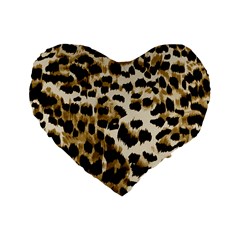 Leopard-print 2 Standard 16  Premium Flano Heart Shape Cushions by skindeep