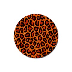 Leopard-print 3 Rubber Coaster (round)  by skindeep