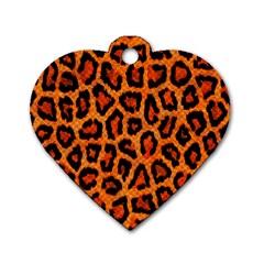 Leopard-print 3 Dog Tag Heart (two Sides) by skindeep