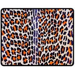 Fur-leopard 5 Double Sided Fleece Blanket (medium)  by skindeep