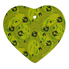 Folk Flowers Pattern  Heart Ornament (two Sides) by Eskimos