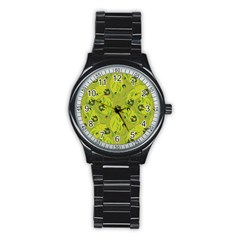 Folk Flowers Pattern  Stainless Steel Round Watch by Eskimos