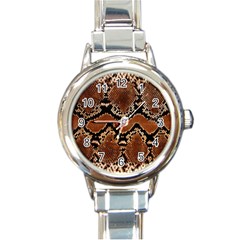 Leatherette Snake 3 Round Italian Charm Watch by skindeep