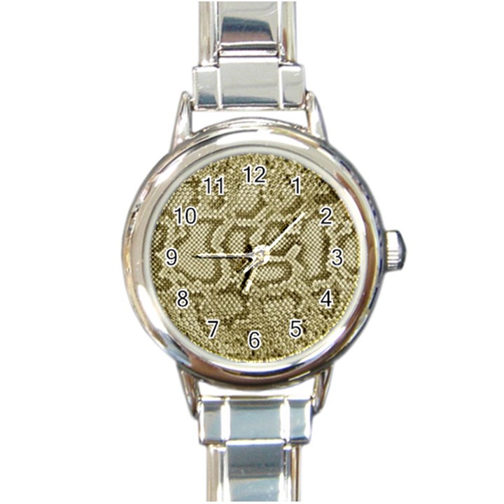 Leatherette Snake 4 Round Italian Charm Watch