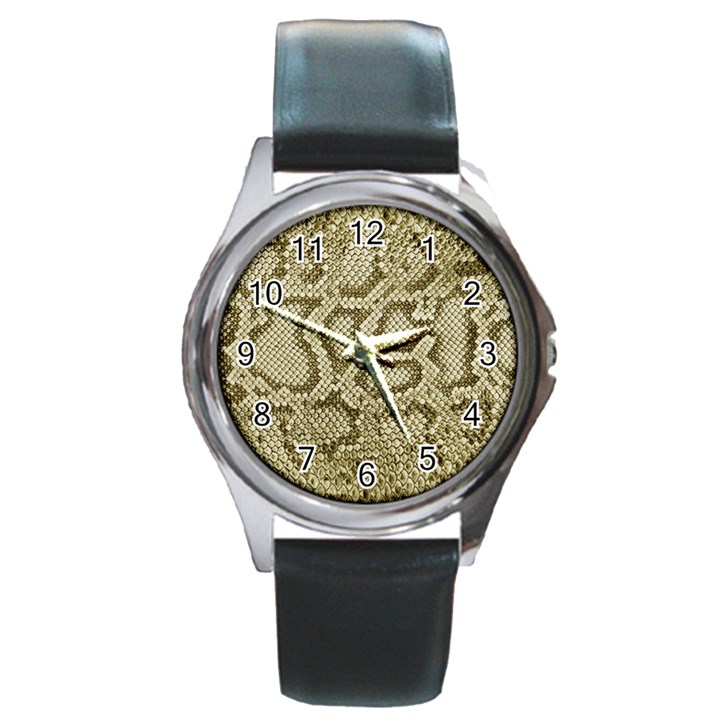 Leatherette Snake 4 Round Metal Watch