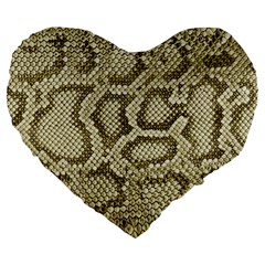 Leatherette Snake 4 Large 19  Premium Heart Shape Cushions by skindeep