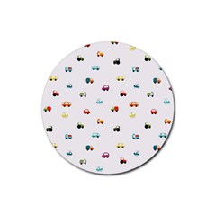 Cute Bright Little Cars Rubber Coaster (round)  by SychEva