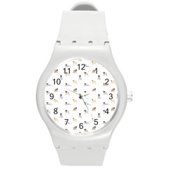 Funny Pugs Round Plastic Sport Watch (m) by SychEva