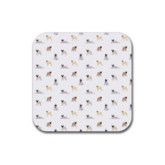 Funny Pugs Rubber Coaster (square)  by SychEva